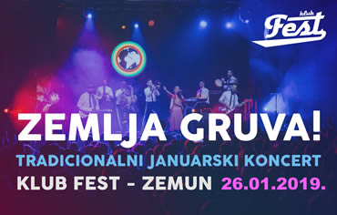 screenshot of the banner with Zemlja Gruva in the backround and big text for Tradition Zemlja Gruva january concert.